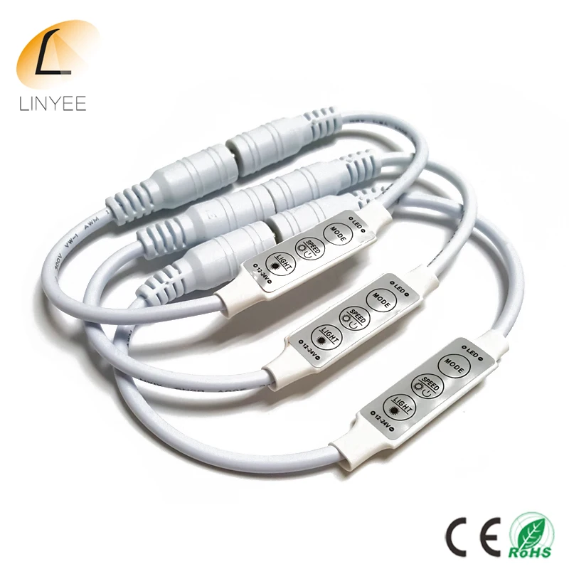 

DC12-24V 6A 3 Keys Mini Led Dimmer Controller 72W with male female DC Connector for 5050/3528 Single Color LED Strip