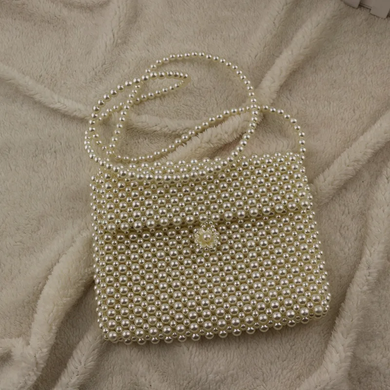 

2019 new pearl handmade beaded handbag net red mobile phone bag beach travel gift bag ladies fashion evening bag purse