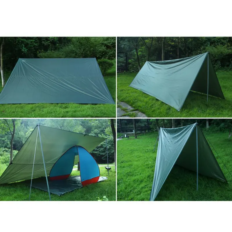 

Outdoor Camping Survival Sun Shelter Shade Tent Waterproof Beach Tent Rain Awning Ultralight Tarp Awning Silver Coating Pergola