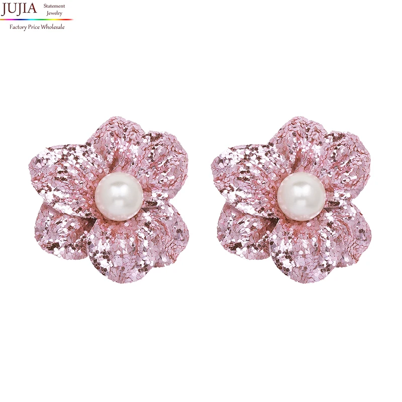 

JUJIA Trend 7 colors fashion women earrings vintage statement jewelry simulated pearl with flower Earrings for women