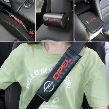 

Car neck pillows both side pu leather single headrest case for Opel Astra H G J Insignia Mokka carbon fiber protection Cover