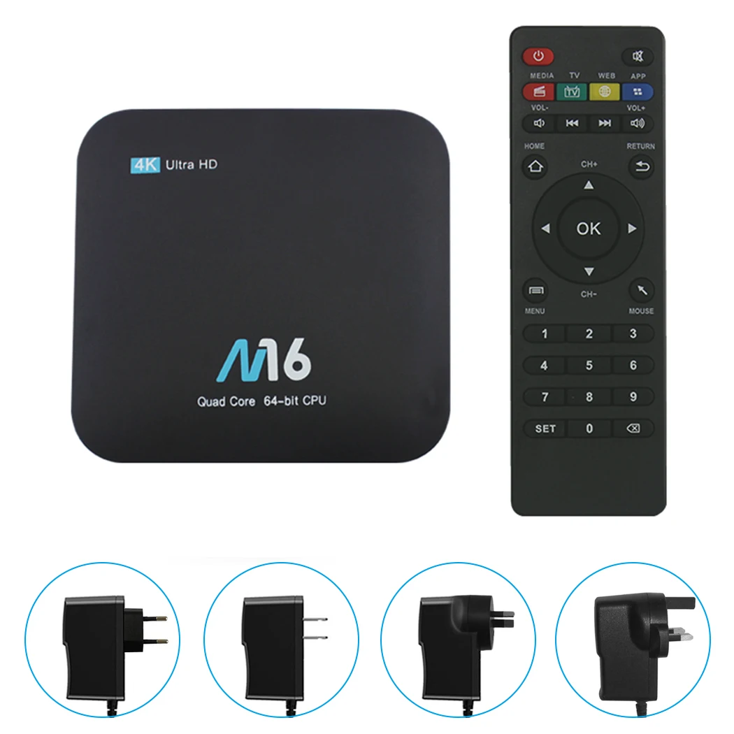

Free Sat Set Top Box Android 7.1 M16 CPU S905X 4K Ultra HD TV-Box 2GDDR3 16GB EMMCC Set Top Box Infrared Remote Control