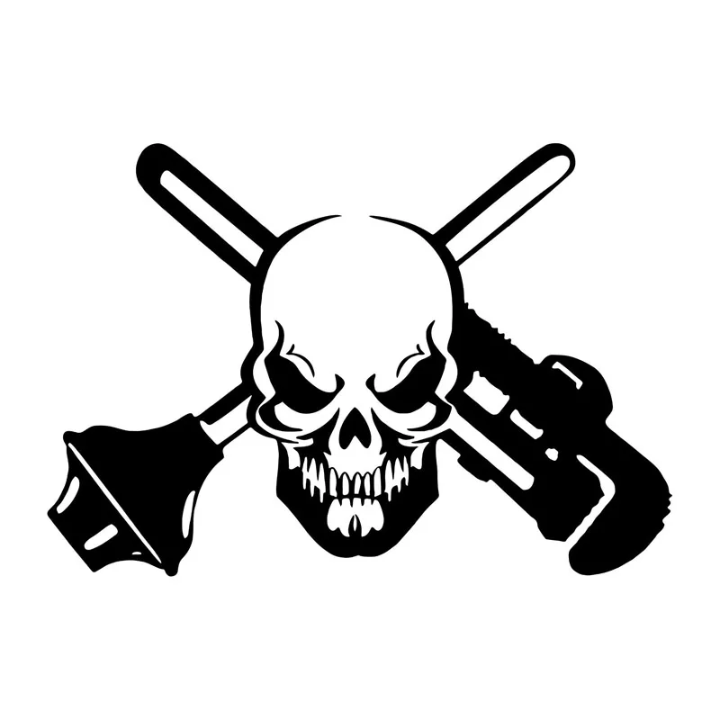 18.5*12.8CM Funny Skull Plumber Plunger Tube Clamp Vinyl Car Stickers Black/Silver C7-0554 | Автомобили и мотоциклы