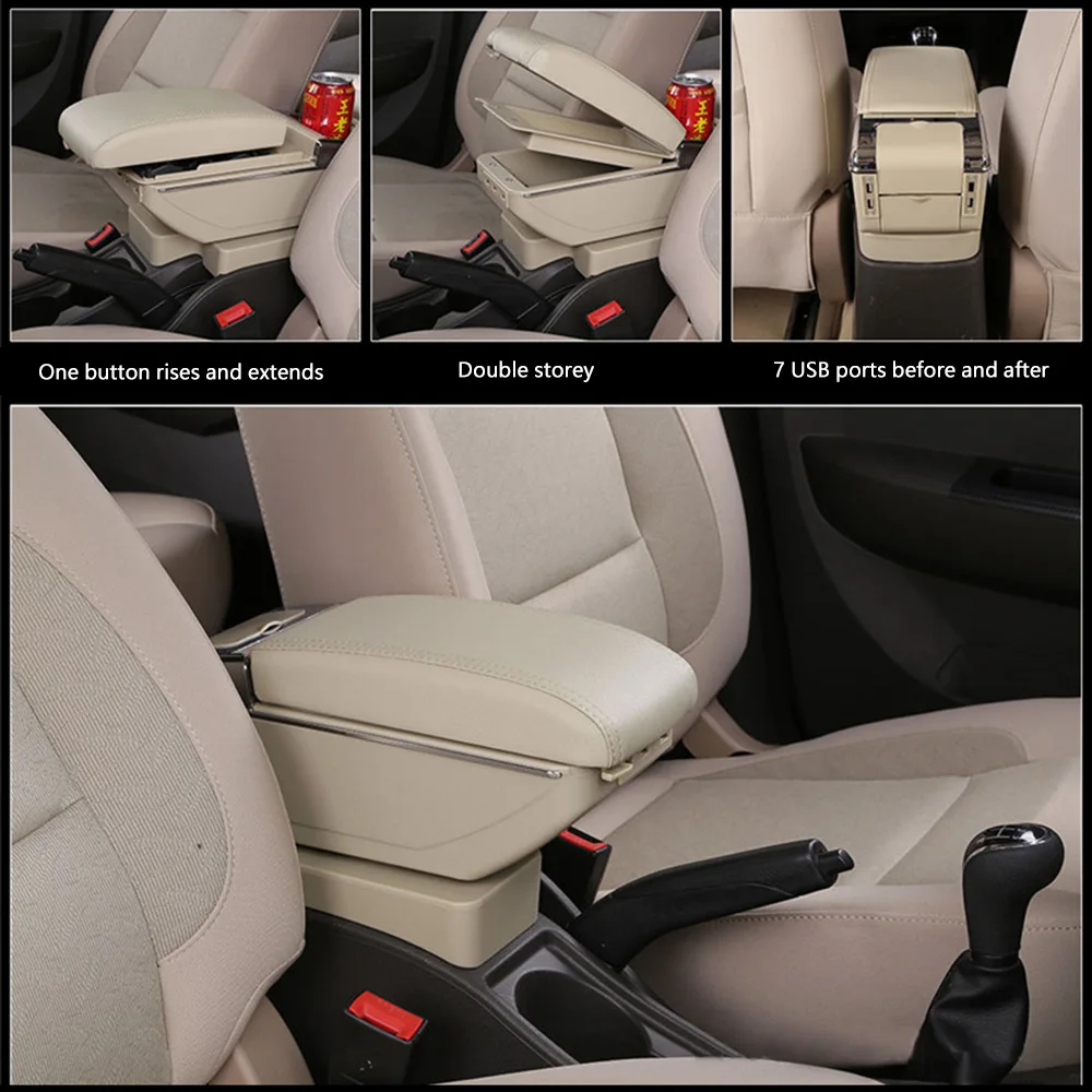  For Toyota Sienta Car Center Console Box Auto Armrest Storage with CUP Holders