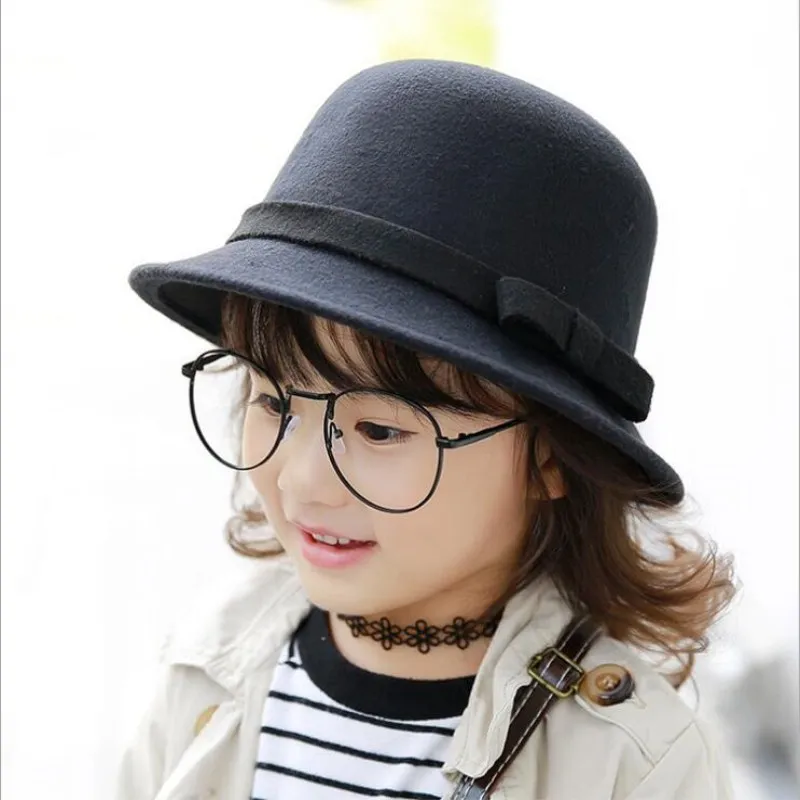 

Seioum new Vintage Retro Kids Child Boy Girl Hats Fedora polyester Felt Crushable Wide Brim Cloche Floppy Sun Beach Cap