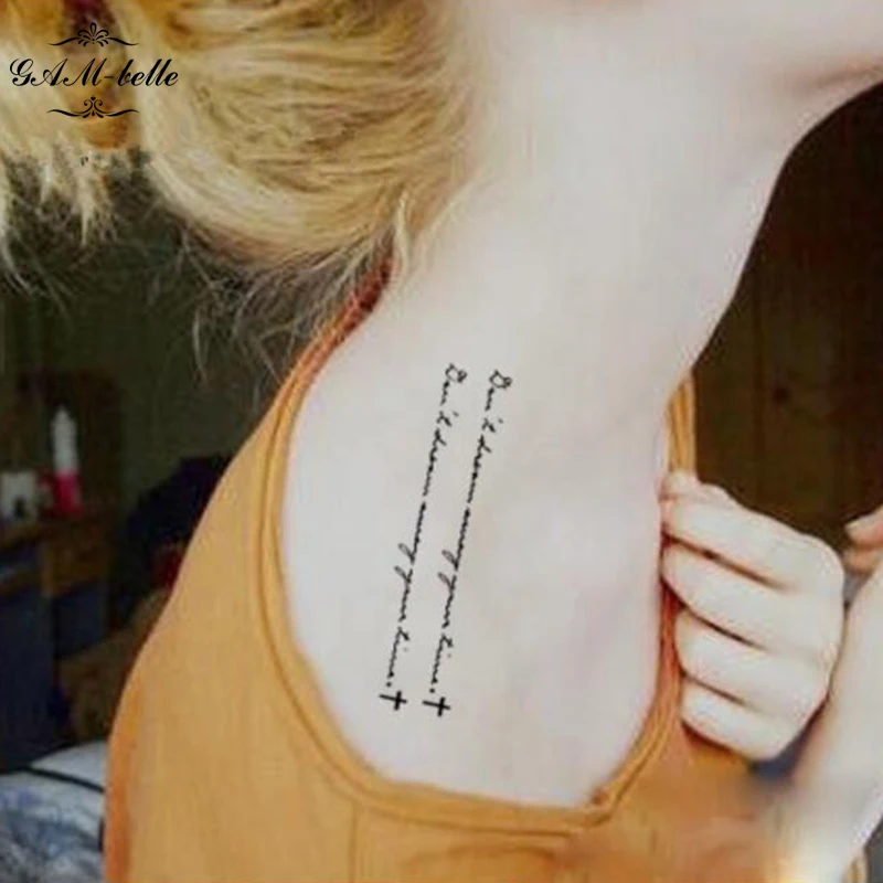 

English Tattoo Stickers Small English Sentence Harajuku Art Clavicle Shoulder Tattoo Stickers