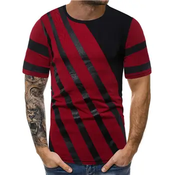 

New Round Neck Color Matching Striped Casual Fashion Short Sleeved T Shirt Bottoming Shirt