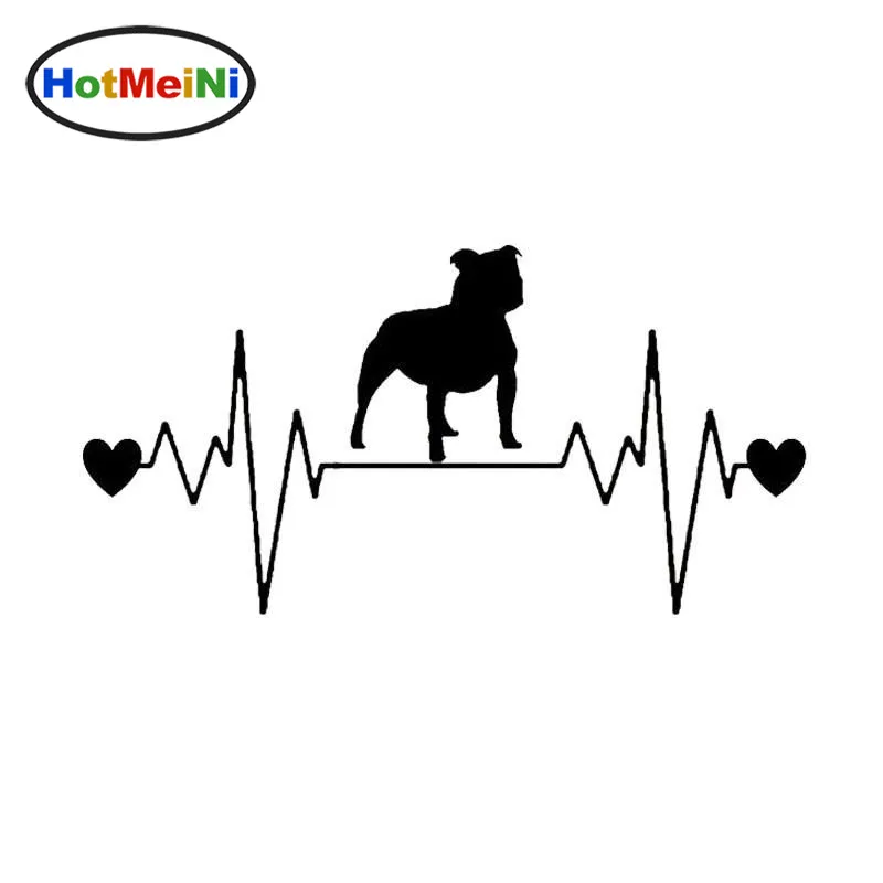 HotMeiNi Staffy Bull Dog Heartbeat Lifeline виниловые наклейки на машину наклейка для автомобиля