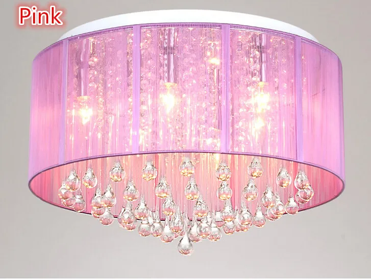 Us 112 0 New Shade Crystal Ceiling Chandelier Pendant Light Fixture Lighting Lamp Led Bulbs 220v 110v Pink Yellow Black Silver For Home In Ceiling