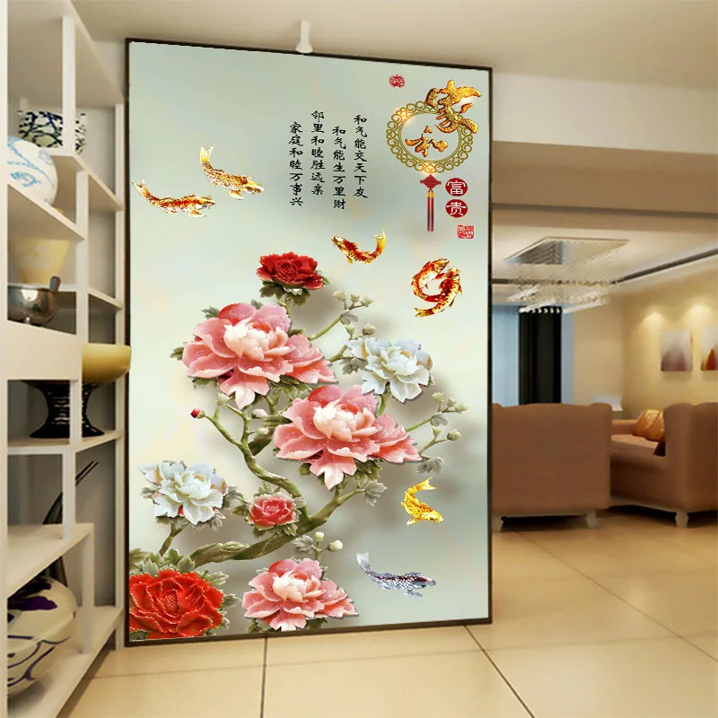 

Customized 3D mural wallpaper medium-size Chinese pattern with peony flower as vertical background the corridor screen