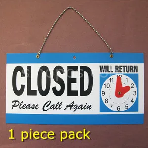 הפיך פתוח סגור סימן עם יחזור שעון, חנות משרד חלון דלת שלטי פלסטיק PVC תצוגת עסקי שעות שילוט
