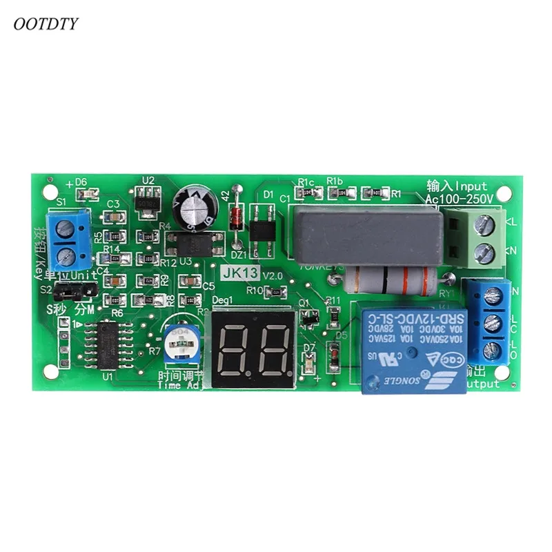 

OOTDTY AC220V Delay Timer Switch Turn Off Board 0 Seconds-99 Minutes Delay Relay Module