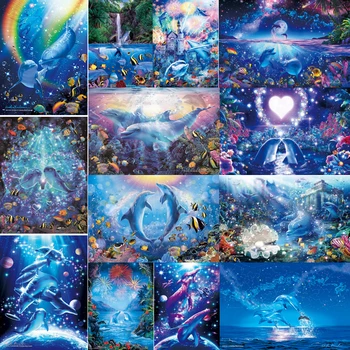 

Full Square/Round Drill 5D DIY Diamond Painting "Ocean Dolphins" Embroidery Cross Stitch 5D Home Decor Gift Mosaic Diamond Paint