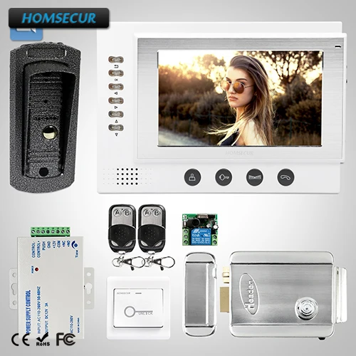 

HOMSECUR 7" Wired Video Door Entry Security Intercom Electric Lock+Keys Included