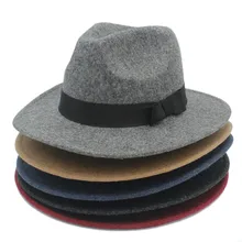 Ретро шерсть Для Мужчин's Для женщин зима-осень фетровая шляпа с широкими полями бантом сомбреро джаз шляпа для джентльмена Панама Top шляпа 20