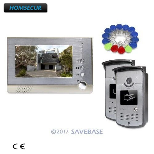 

HOMSECUR 7inch Wired Video Door Intercom System with IR Night Vision for Home Security + 2 Outdoor Units + 1 Indoor Unit