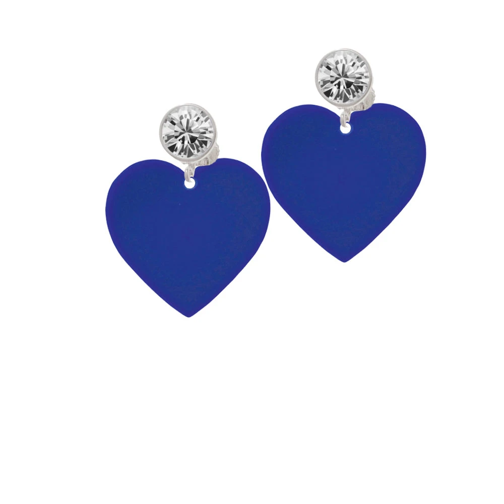 Acrylic 1 Navy Blue Heart Crystal Clip On Earrings (1)
