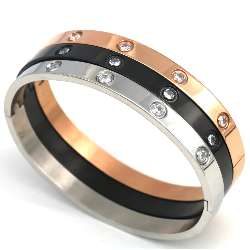 Красивые браслеты для влюбленных женский браслет Нержавеющая сталь браслеты кубический циркон золотые украшения подарки для мужчин и женщин