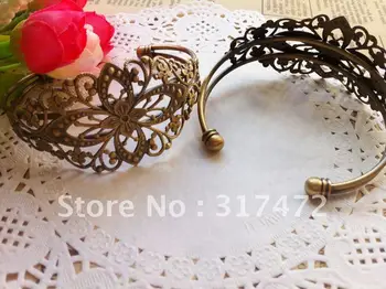 

Vintage Antique Bronze Filigree Design Bracelet Base Bangle BaseJewelry Findings