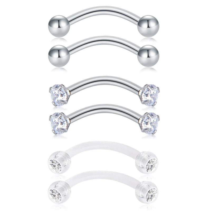 JFORYOU 16G3/8 &quot(10 мм) изогнутая бровь в форме штанги пирсинг для пупка Daith Rook Conch серьги