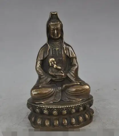 

S4479 8"tibet Buddhism bronze SongZi KwanYin GuanYin Bodhisattva goddess Buddha statue