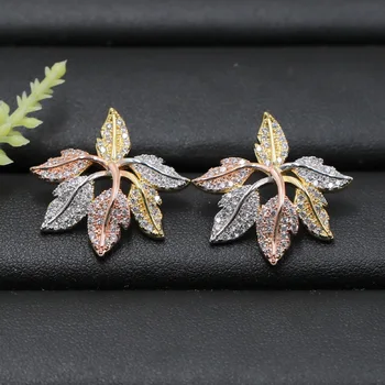 

Lanyika Fashion Jewelry Elegant Stylish Fortunate Leaf Earrings Stud Micro Pave for Banquet Wedding Daily Popular Gift