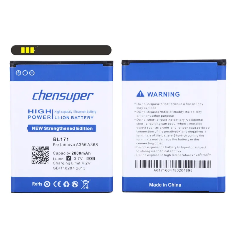 Аккумулятор chensuper 2800 мАч BL171 для Lenovo A319 A60 A500 A65 A390 A368 A390T A356 A370E A376|Аккумуляторы