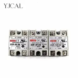 Yjcal твердотельные реле SSR-60DA SSR-80DA SSR-100DA 60A 80A 100A 3-32 В DC до 24-380 В AC ССР 60DA 80DA 100DA