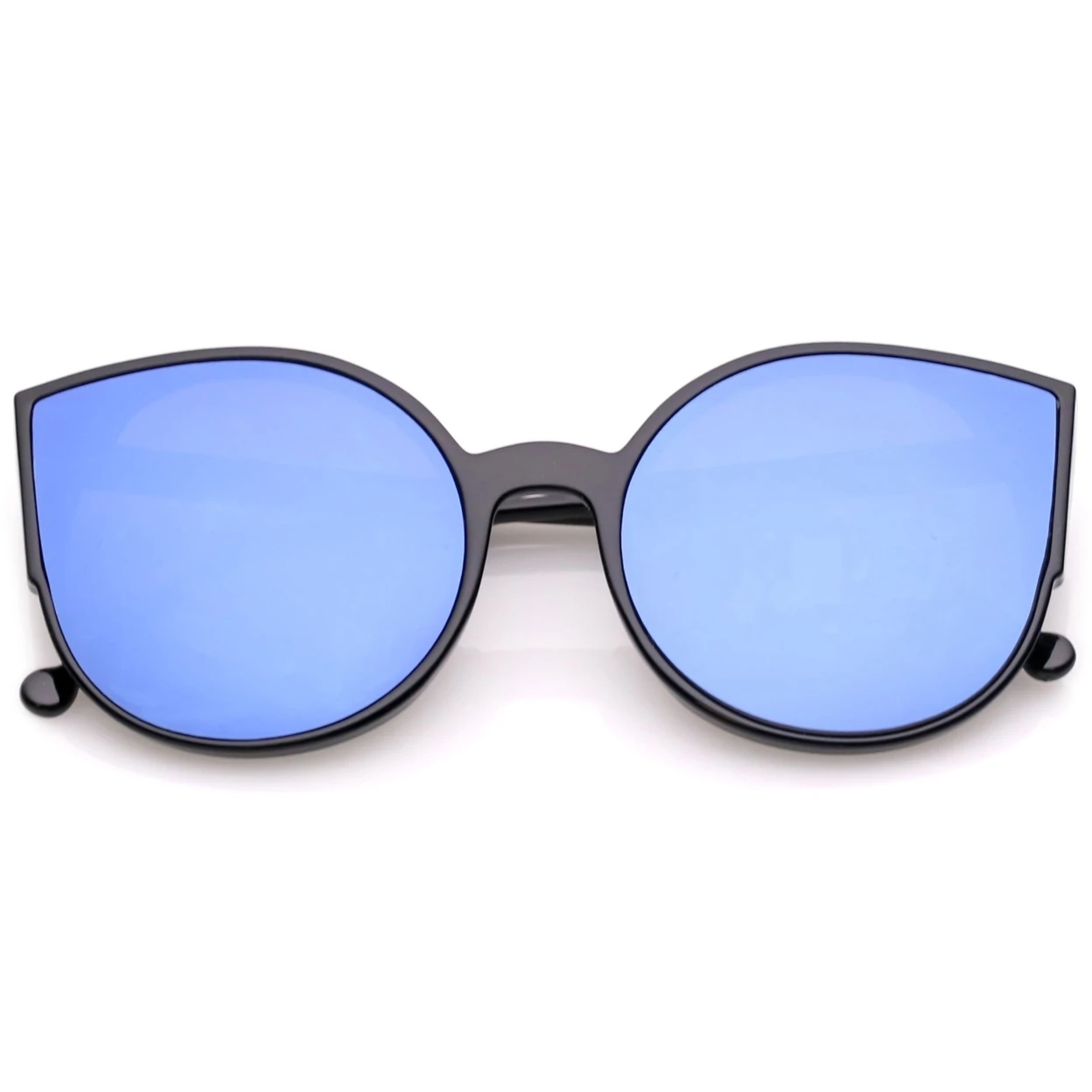 Women's Cat Eye Sunglasses With Slim Arms Round Colored Mirror Flat Lens 56mm (4)