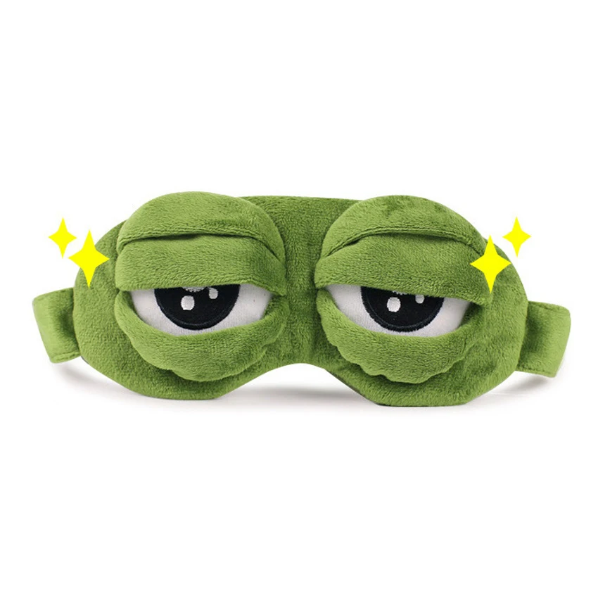 [Hot] funny creative pepe frog sad 3D frog eye mask sleep else mask on the cartoons plush toys cute anime for children gift