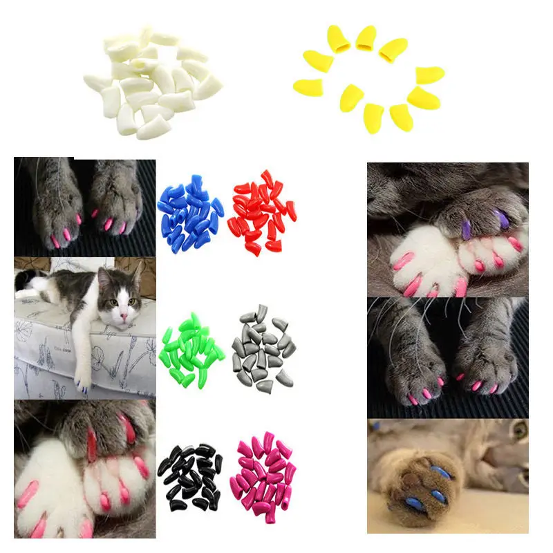 New 20Pcs/Lot Colorful Soft Pet Dog Cats Kitten Paw Claws Control Nail
