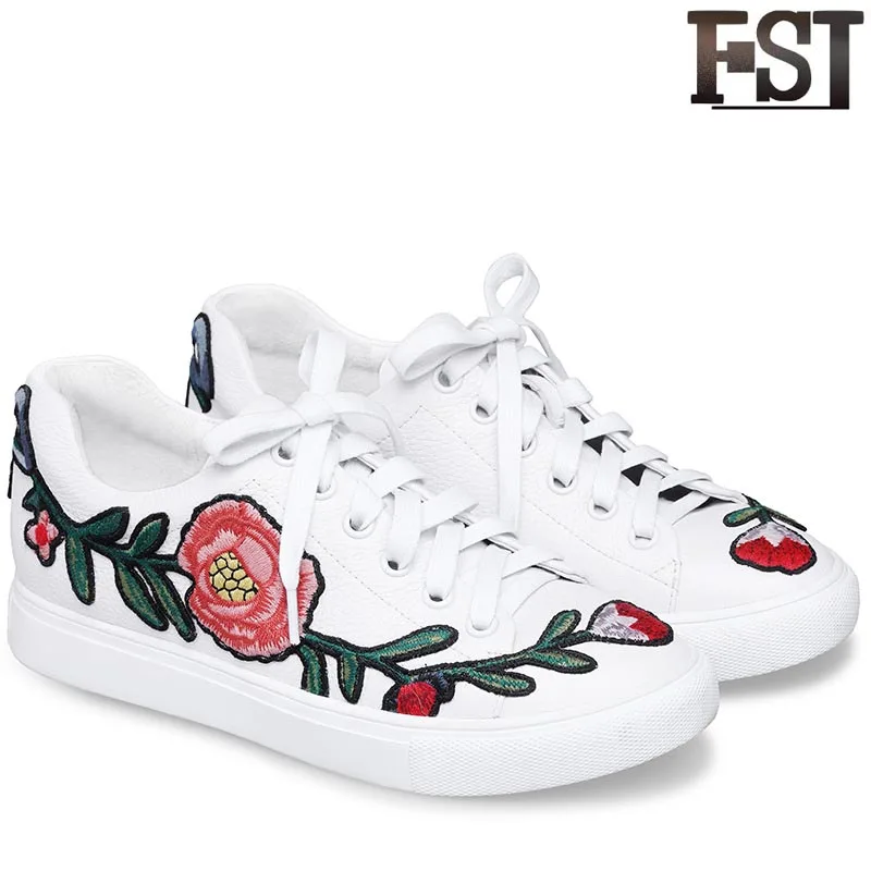 

FSJ Pumps Genuine Leather Cow Leather Round Heel Low Heel Lace-Up Spring/Autumn Flower Totem Casual Basic Pigskin Rubber