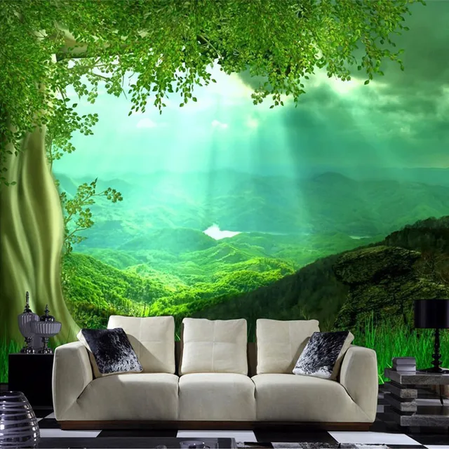 Custom 3D Mural Wallpaper Non woven Nature Scenery Wall Mural For
