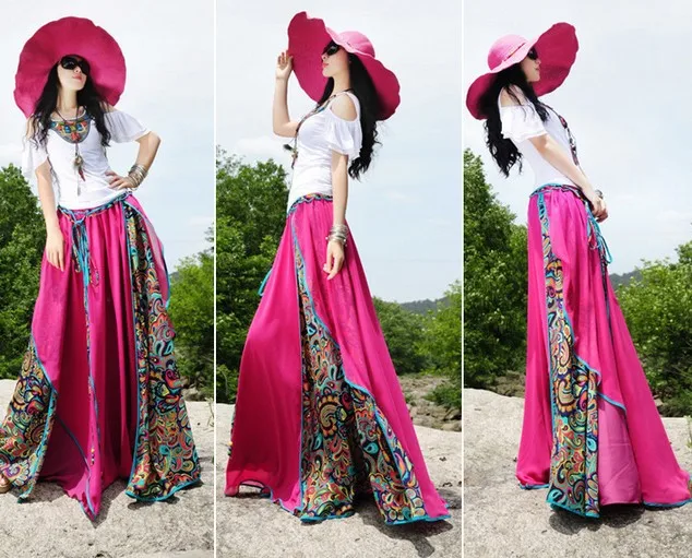Летняя новая длинная юбка в пол женская шифоновая плиссированная юбка цветочные юбки