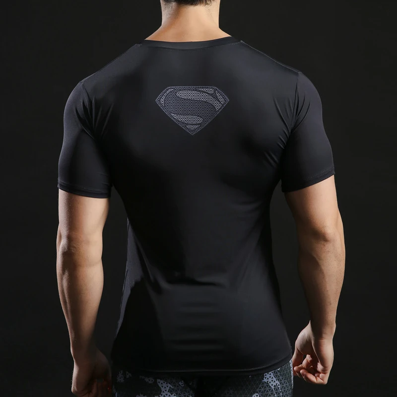 Superman Camisetas Hombre Camisas de compresión Batman Tops el Flash camisetas Fitness Crossfit Bodybuilding camiseta rashguard
