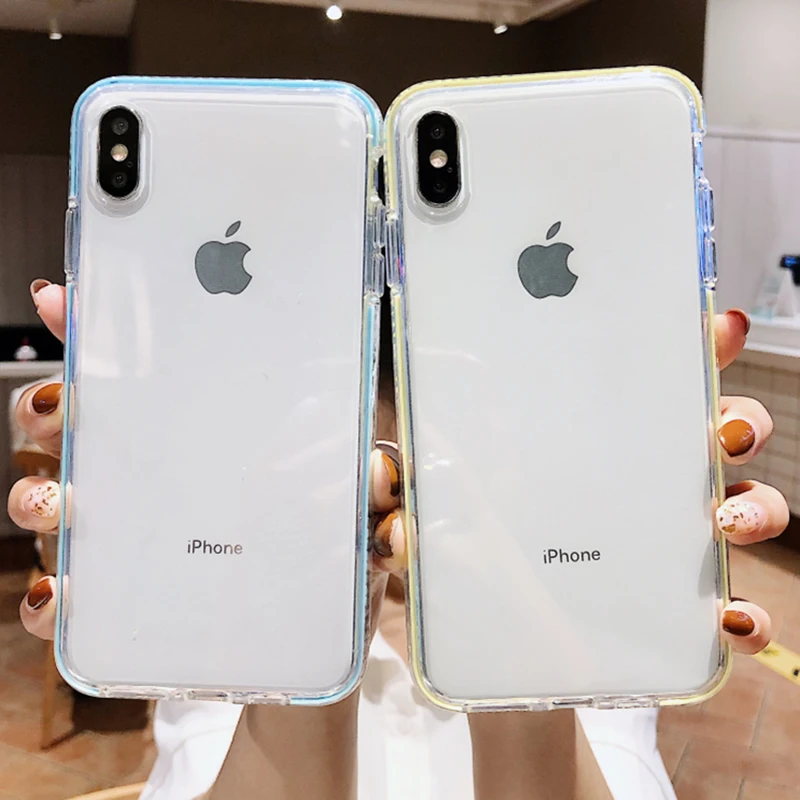 

Colorful Clear Shockproof Silicone Frame Phone Case For iPhone X XS XR XS Max 8 7 6 6S Plus Transparent Protection Back Cover