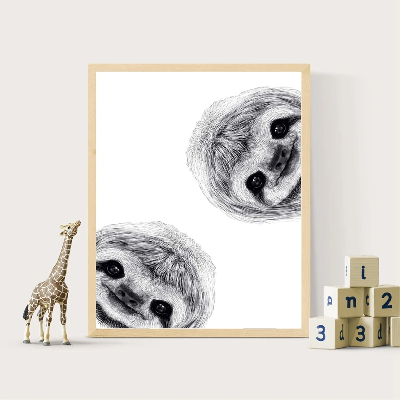 Cute Peekaboo Sloth Canvas Art Picture Home Decor