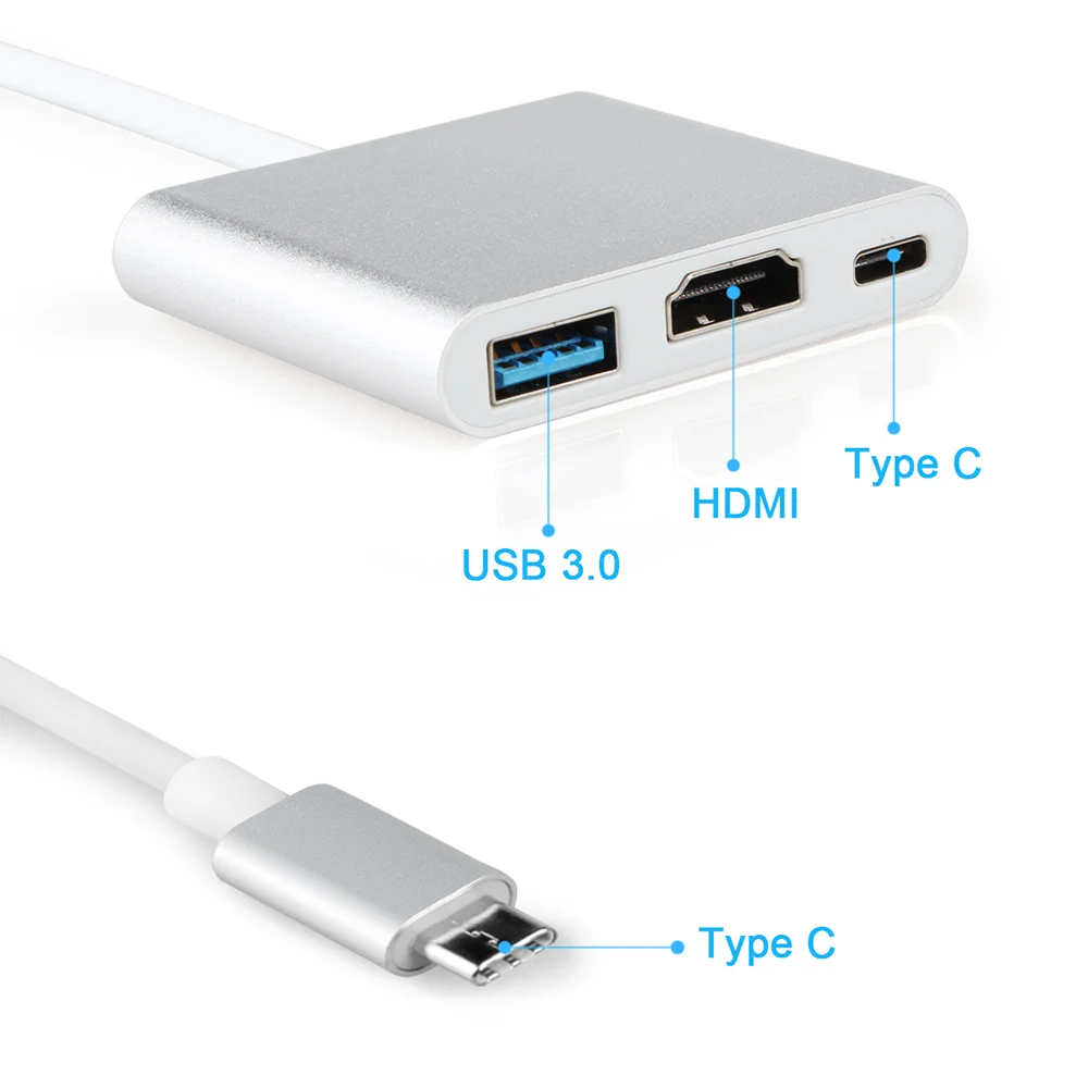 Многопортовый адаптер USB 3,1 порт в 1 USB 3,0 порты+ концентратор HDMI+ зарядное устройство типа C Conventor для нового MacBook Pro 13 15/retina 12