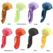 Новинка, одноцветная модная шелковистая Кепка Durag для женщин и мужчин, хип-хоп кепка, обруч для волос на голову, Doo Rag