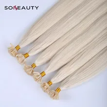 Sobeauty волосы для наращивания с кератиновыми пластинами, Цвет#60 светильник блонд 50 шт./упак. Волосы remy наращивания на заколках в бразильском стиле для женщин из натуральных волос