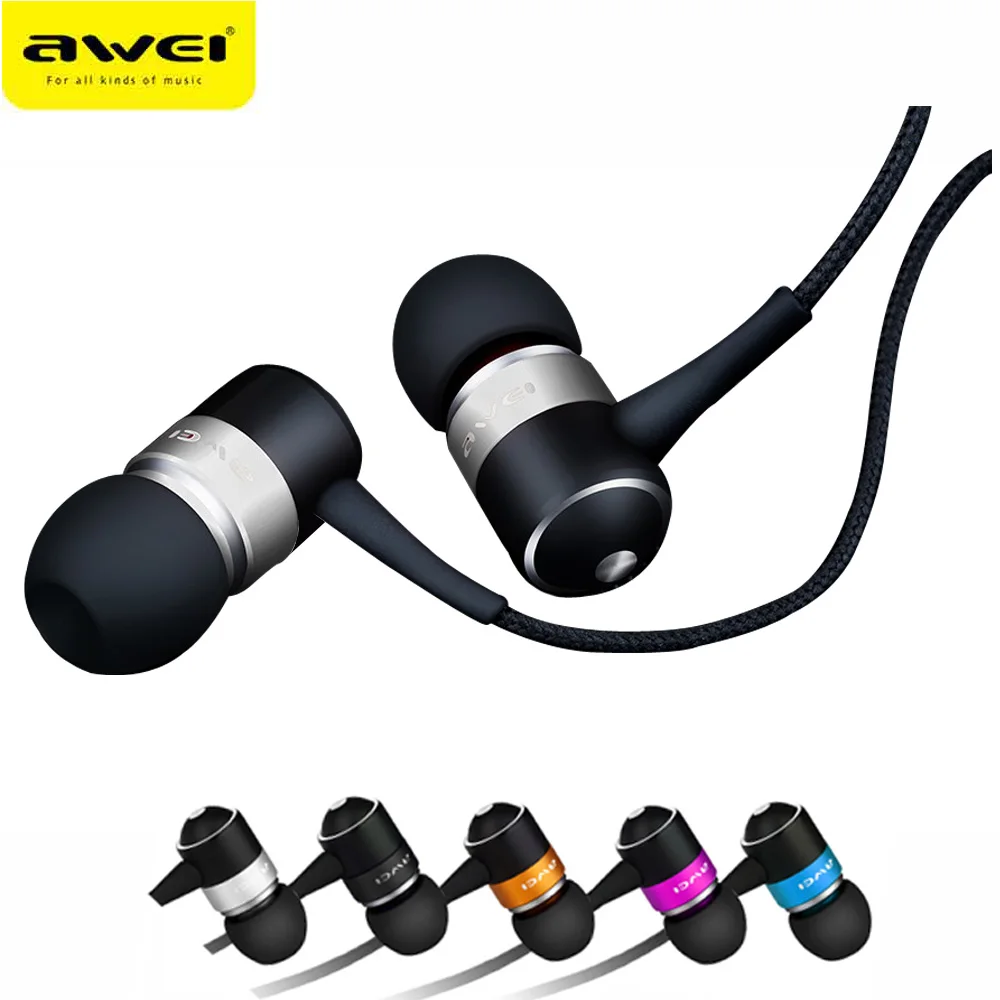 In-ear Наушники Awei ES Q3 Стерео Наушники Super Bass Sound Изоляция Гарнитура Для iPhone Samsung Huawei MP3 Мобильных Телефонов