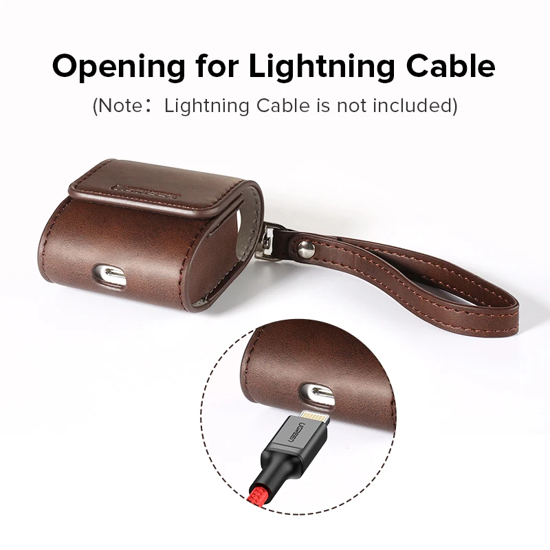Ugreen Case For AirPods 2 1 Case Leather Earphones Accessories Anti-lost Rope Protective Headphone Cover For Apple Air Pods Case
