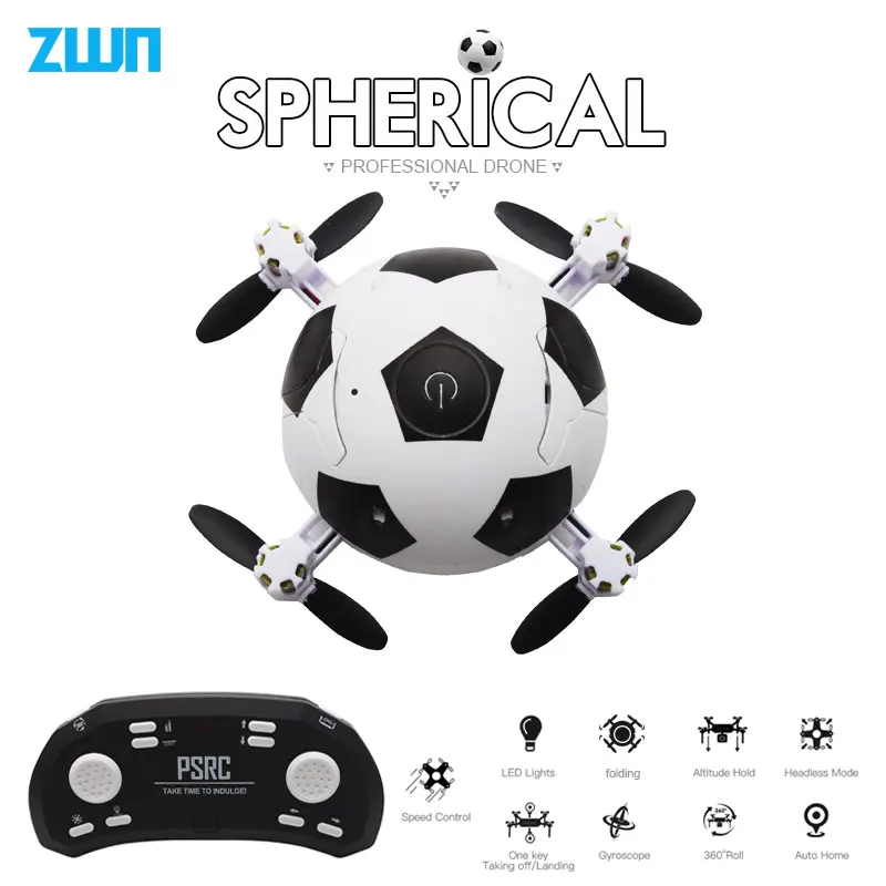 

Mini Dron Football Quadcopter Foldable Drone 3D Flips One Key Take Off Headless Mode RC Helicopter Kids Gift Toy vs E010 S9