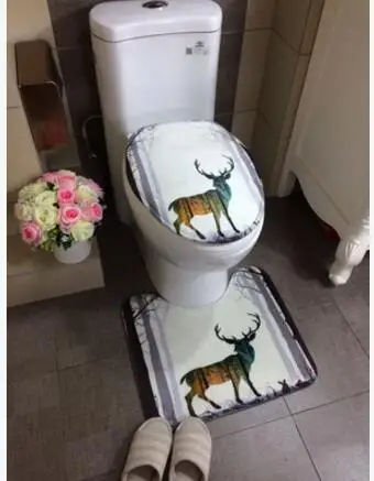 Европейский олень ванная комната, Туалет коврики у-образный коврик для ванной ковер воды впитывающие коврики машинная стирка