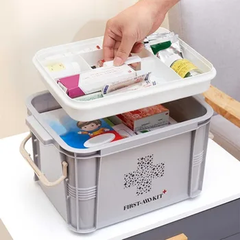 

Practical Design Home Use Medicine Box First Aid Kit Box Plastic Container Emergency Kit Portable Storage Organizer