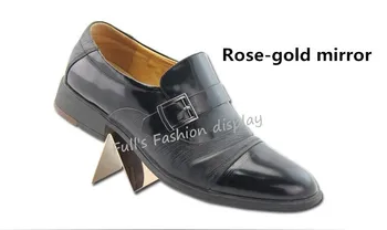 

10pcs fashion simple V-type Rose gold stainless steel shoe tree display rack holder shoes care showing stand shoes display stand