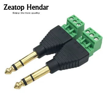 

50Pcs New 6.35mm 1/4" Stereo Male Plug to AV Screw Video Balun Terminal Adapter Connector