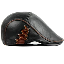 Мужская кожаная бейсболка, берет газетчика с ремнем, Охотничья шляпа Гэтсби для толстой теплой воловьей кожи, шапка с утиным язычком, шапки для гольфа