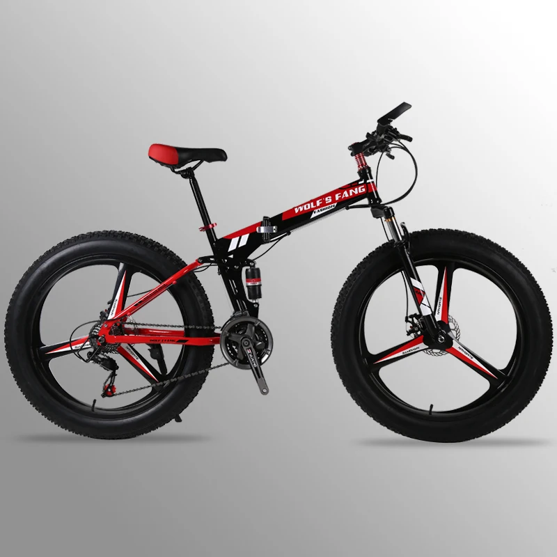 21 скорость 26 x 4.0 складной велосипед жира bike mountain фэтбайк велосипеды двойной дисковые тормоза велосипеды Снег велосипед спереди и сзади демпфирования - изображение