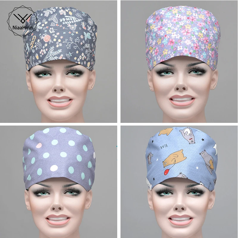

Medical surgical cap dentists Hospital Laser Eye Beauty salon Scrub Cap for Women Men Surgical Hats Cotton Dentistry Tooth fairy
